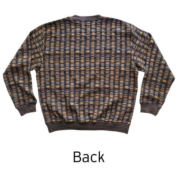 Jhane Barnes Vintage Wool Blend Coogi - Style Crewneck Flat Knit Sweater XL - Picture 5 of 14